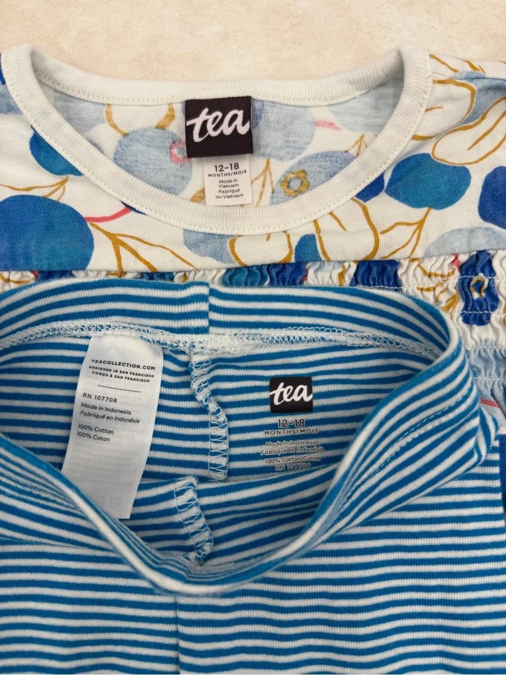 Tea Collection Blueberry Dress with Striped Leggings Set